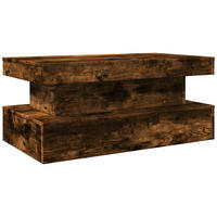 COUCHTISCH Moderner 90/50/40 cm aus Holzwerkstoff Räuchereiche-Dekor mit Led-Leuchten - Dunkelbraun, Holz (50/90/40cm) - vidaXL