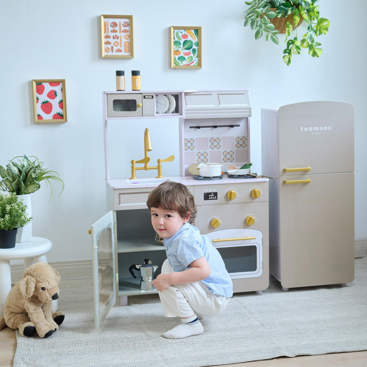KINDERKUCHE Modulare Holz mit Kühlschrank, 92cm, Grun - Grün, Holzwerkstoff (104/30/92cm) - Teamson Kids