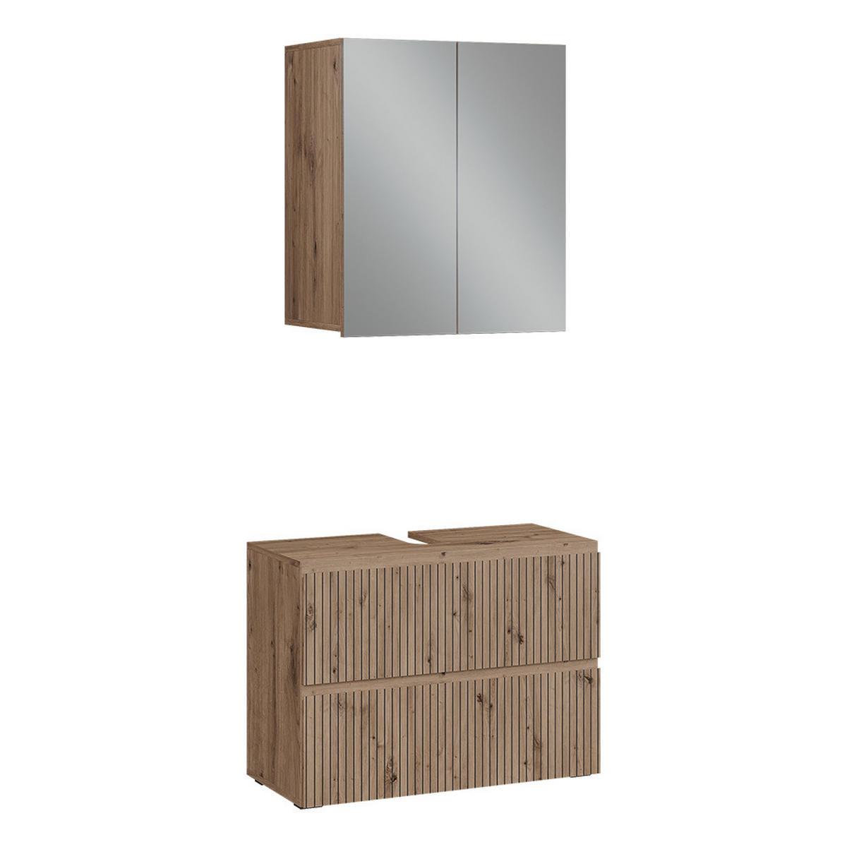 BADMÖBEL-SET Takumi Artisan 2 Teile - Hellgrau, Holzwerkstoff (60/58/35cm) - Vicco