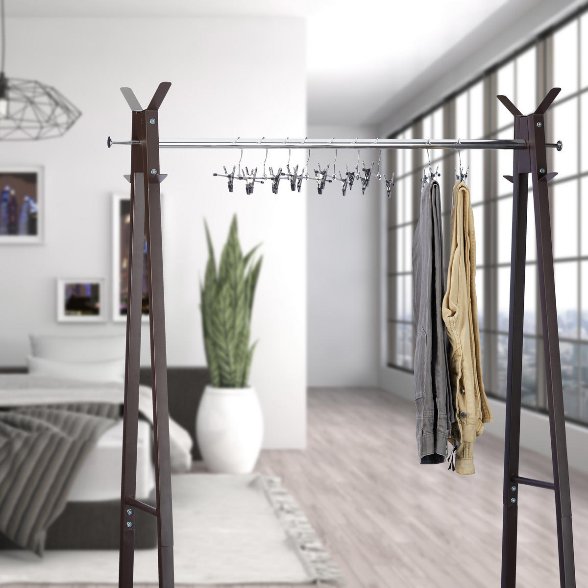 SET obešalnikov za hlače - srebrne barve, kovina/umetna masa (35.5/9/2.5cm) - Relaxdays