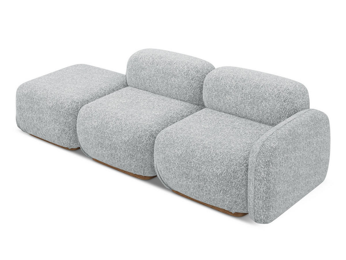 3-SITZER SOFA Links Strukturstoff Stoff Grau - Silberfarben/Braun, Holz/Textil (258/73/95cm) - Makamii