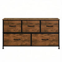KOMMODE DE-38068 100/30/54 cm mit 5 Stoffschubladen Vintage-Braun - Braun, Holzwerkstoff (100/54/30cm) - ComfortXL