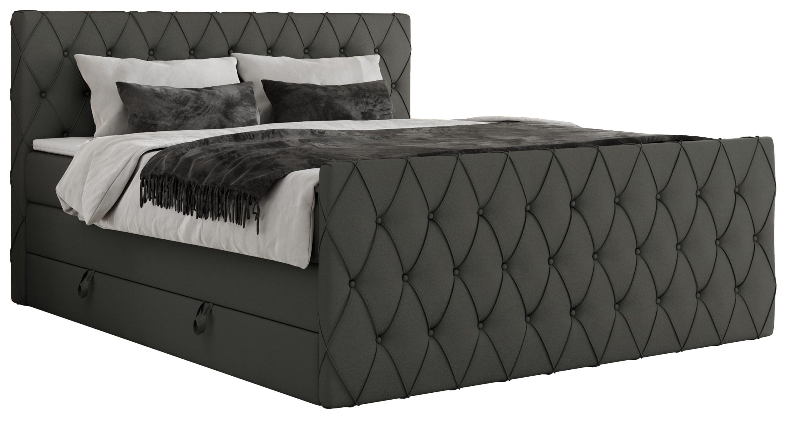 BOXSPRINGBETT MIREN KING DUO 120/200 Dunkelgrau Kunstleder - H3 - Dunkelgrau, Holz/Textil (120/200cm) - MKS