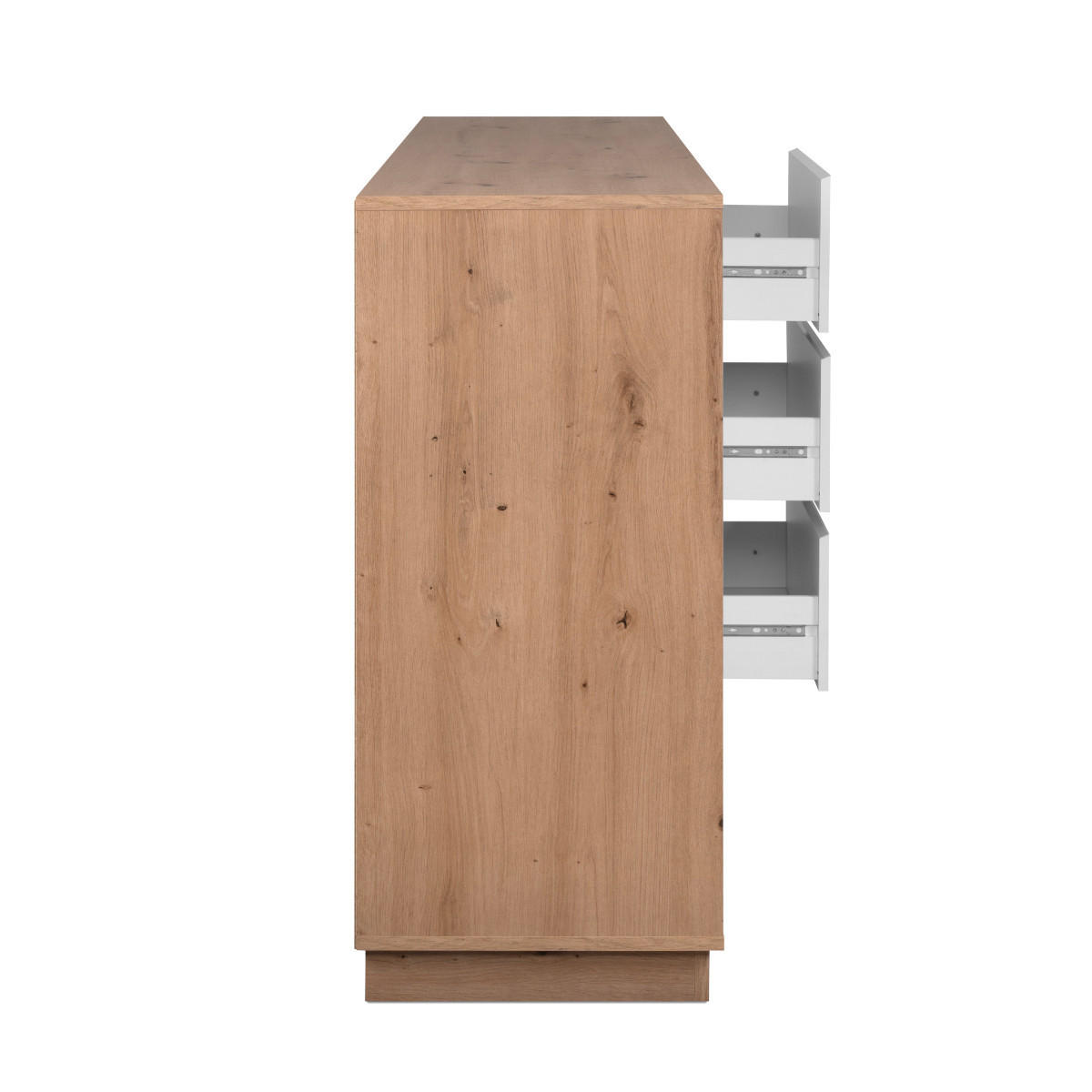SIDEBOARD mit 3 Türen und 3 Schubladen Hochglanz Weiß und Artisan-Eiche 178/40/88 cm - Weiß Hochglanz, Holzwerkstoff (40/88/41.5cm) - Calicosy
