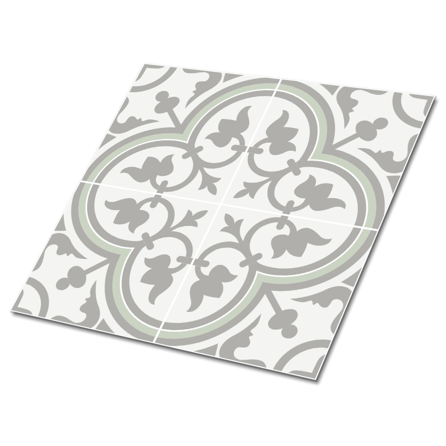 FLIESENAUFKLEBER 9 Stück 30x30 cm selbstklebend Blumenmotive - Grau, Textil (30/1.6/30cm) - TULUP