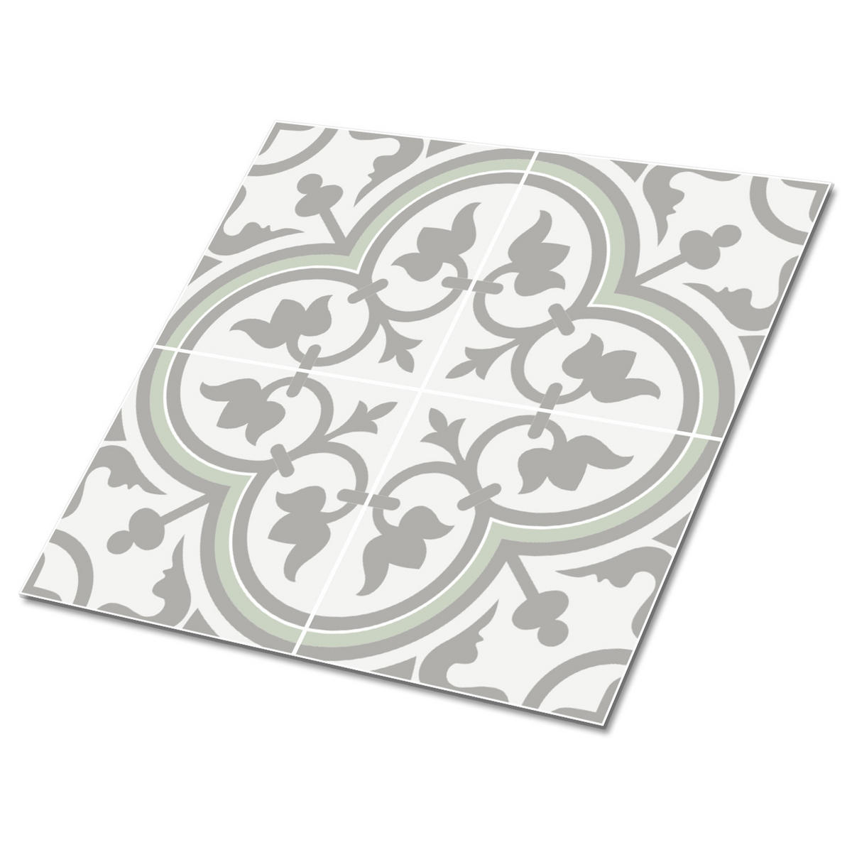 FLIESENAUFKLEBER 9 Stück 30x30 cm selbstklebend Blumenmotive - Grau, Textil (30/1.6/30cm) - TULUP