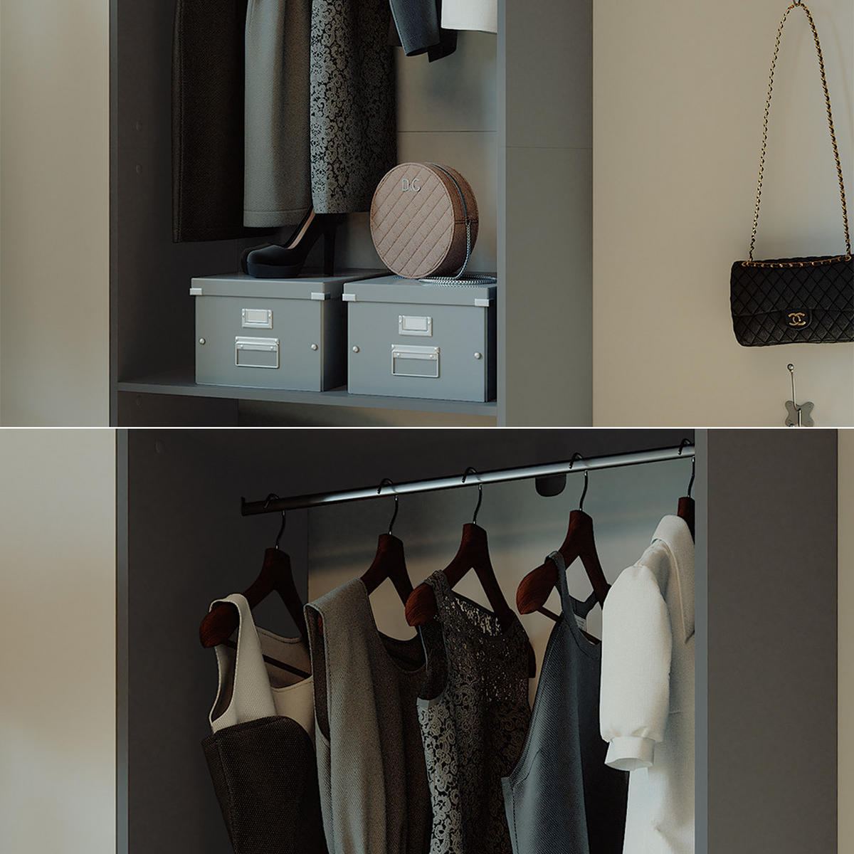 ŠATNÍ SKŘÍŇ Elmo Antracit - antracitová, kompozitní dřevo (80/200/50cm) - Vicco