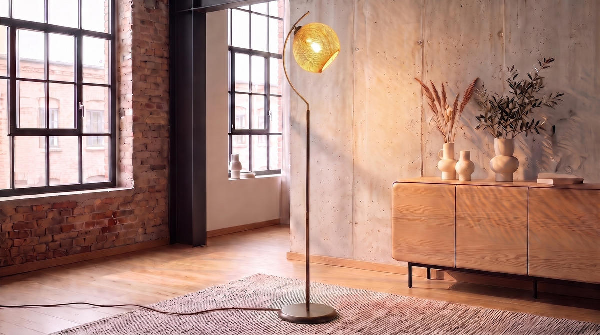 STEHLAMPE VESUVIA Gold Metall - Goldfarben, Metall (30/30/165cm) - KAWOLA