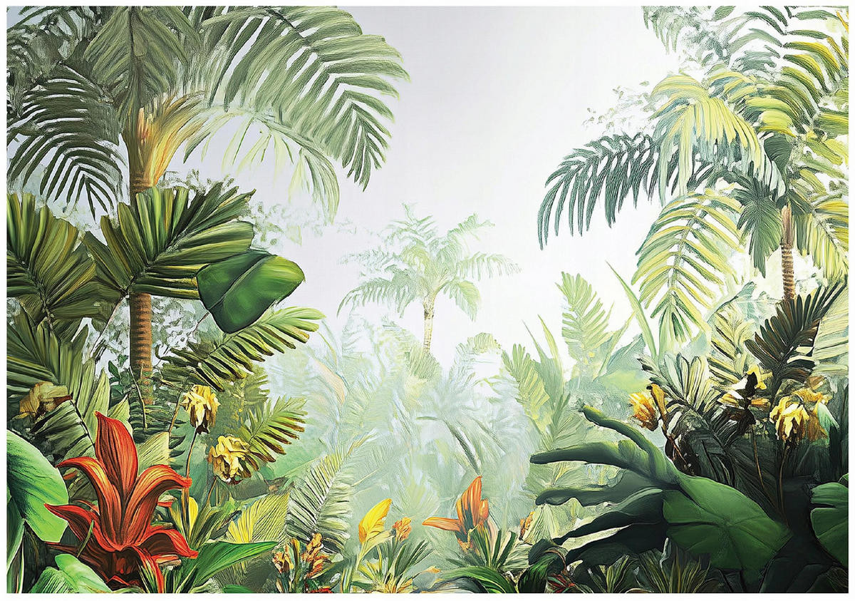 FOTOTAPETE Dschungel Wald Vlies Tapete Wohnzimmer 400x280 - Grün, Papier (400/280cm) - Wallarena