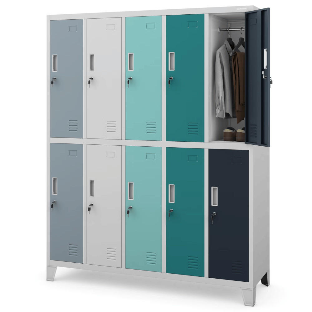 UMKLEIDESCHRANK Spind BARTEK 10 Abteile 172x136x45cm Mehrfarbig - Multicolor, Metall (136/172/45cm) - Jan Nowak