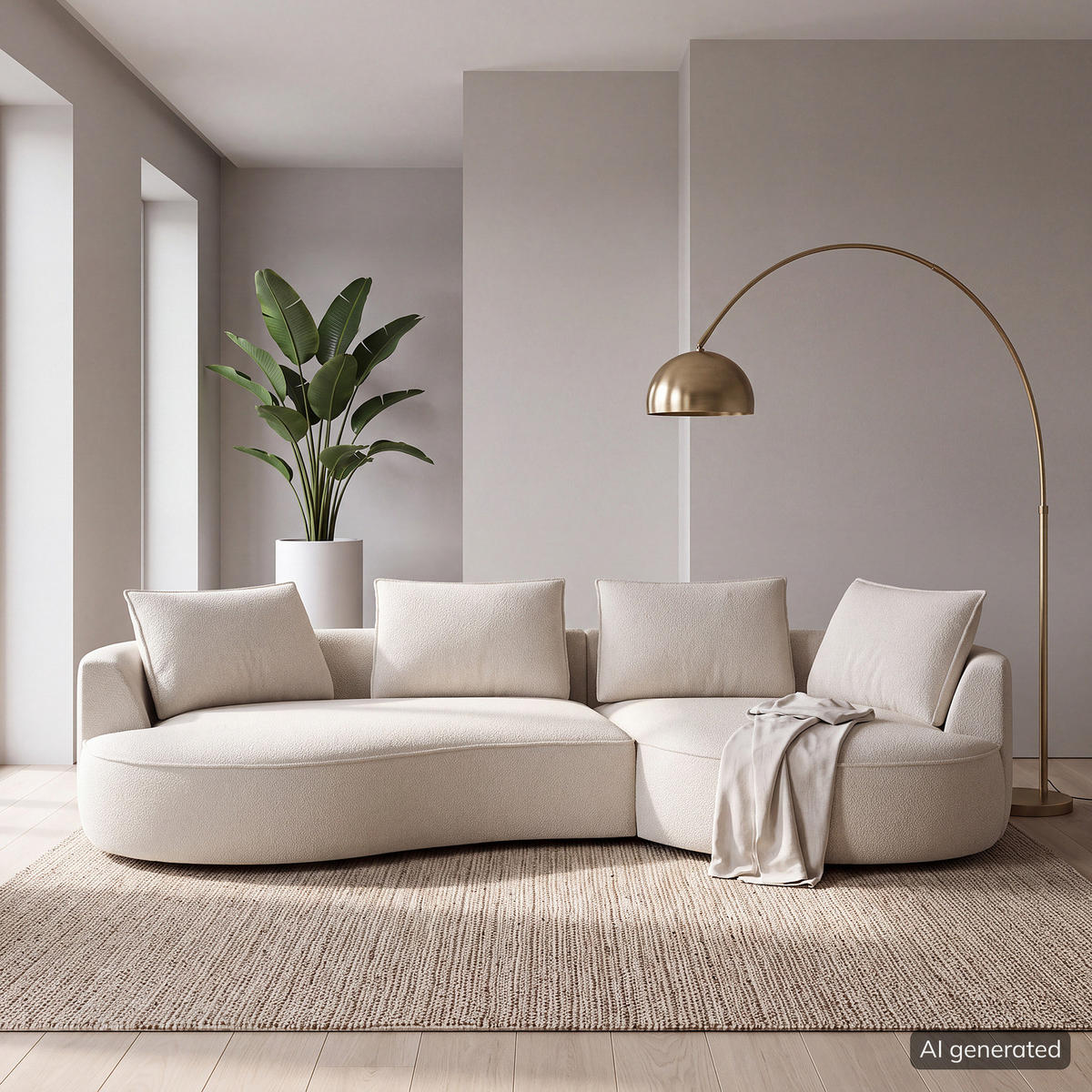 BIGSOFA - Creme/Schwarz, Kunststoff/Textil (322/82/154cm) - home24