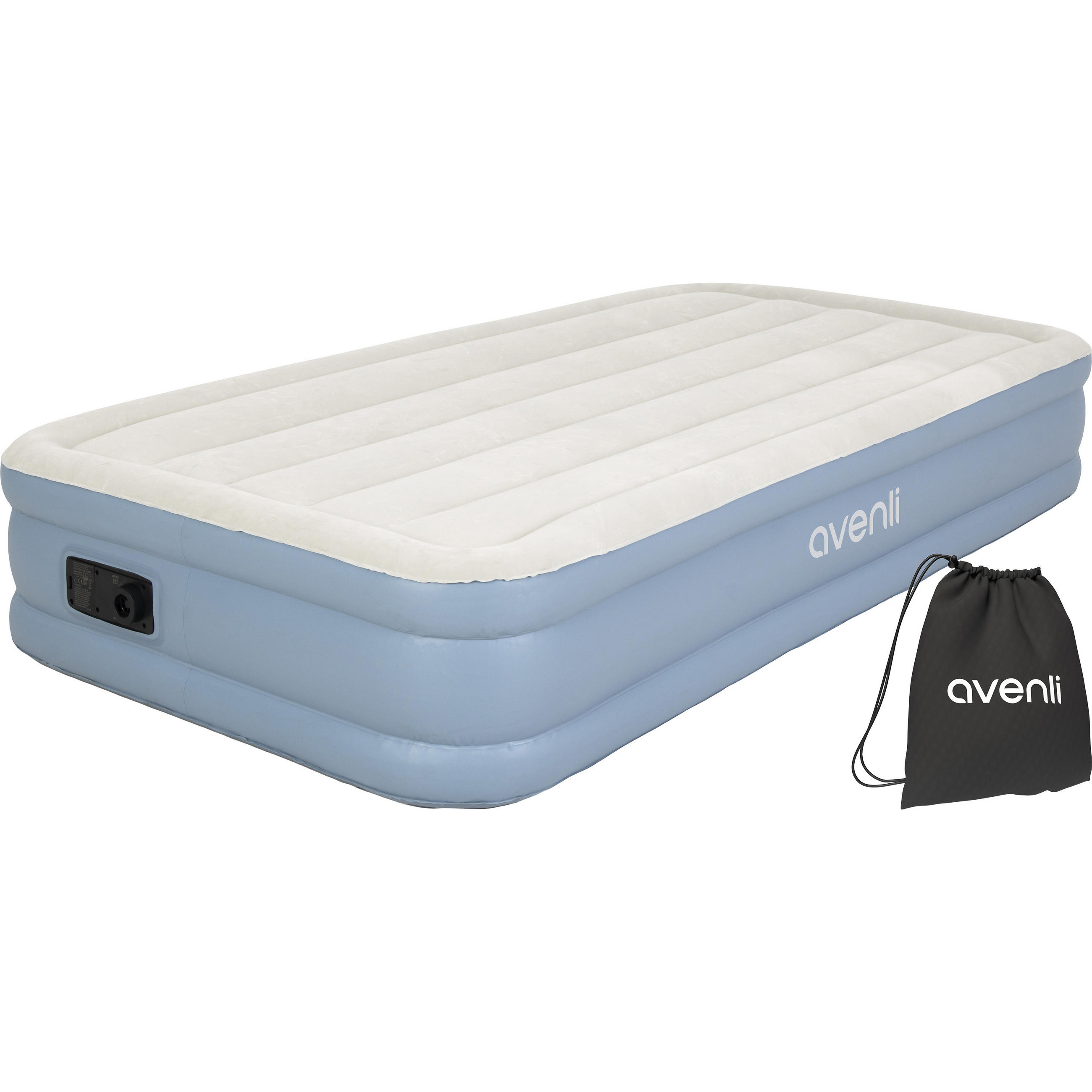 LUFTBETT Luftmatratze selbstaufblasend 191 x 99 x 33 cm mit integrierter Pumpe - Grau/Hellblau, Kunststoff (99/191cm) - Avenli