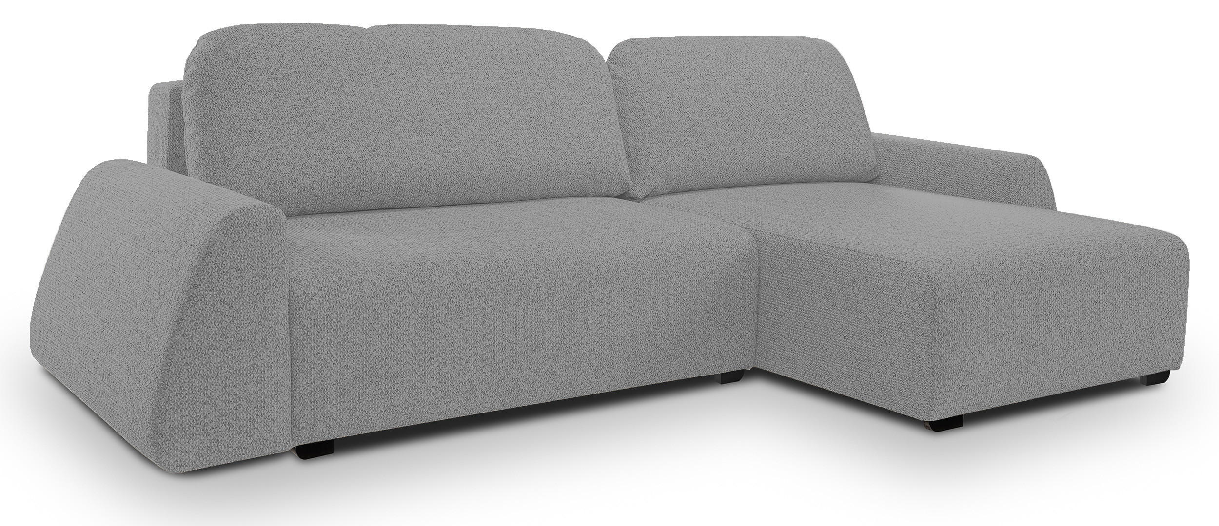 ECKSOFA ALMI mit Schlaffunktion, Bettkasten, Wellenfedern, Komfortable Sitzpolsterung, Elegantes Design, Rechte, 160x275 cm, Silber - Silberfarben, Holz/Textil (275/160cm) - DomoHome
