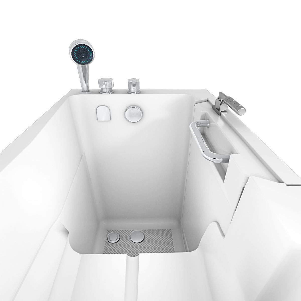 SENIOREN Sitzwanne mit Tür S08-A-L - Weiß, Glas/Kunststoff (110/114/68cm) - AcquaVapore by Sandra Jentho