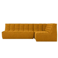 ROHOVÁ SEDAČKA modulární ve tvaru L, plyšová tkanina Pop, Hořčicová, Pravá strana, LAZY L Mini - žlutá, dřevo (253/173cm) - Kaiser Möbel