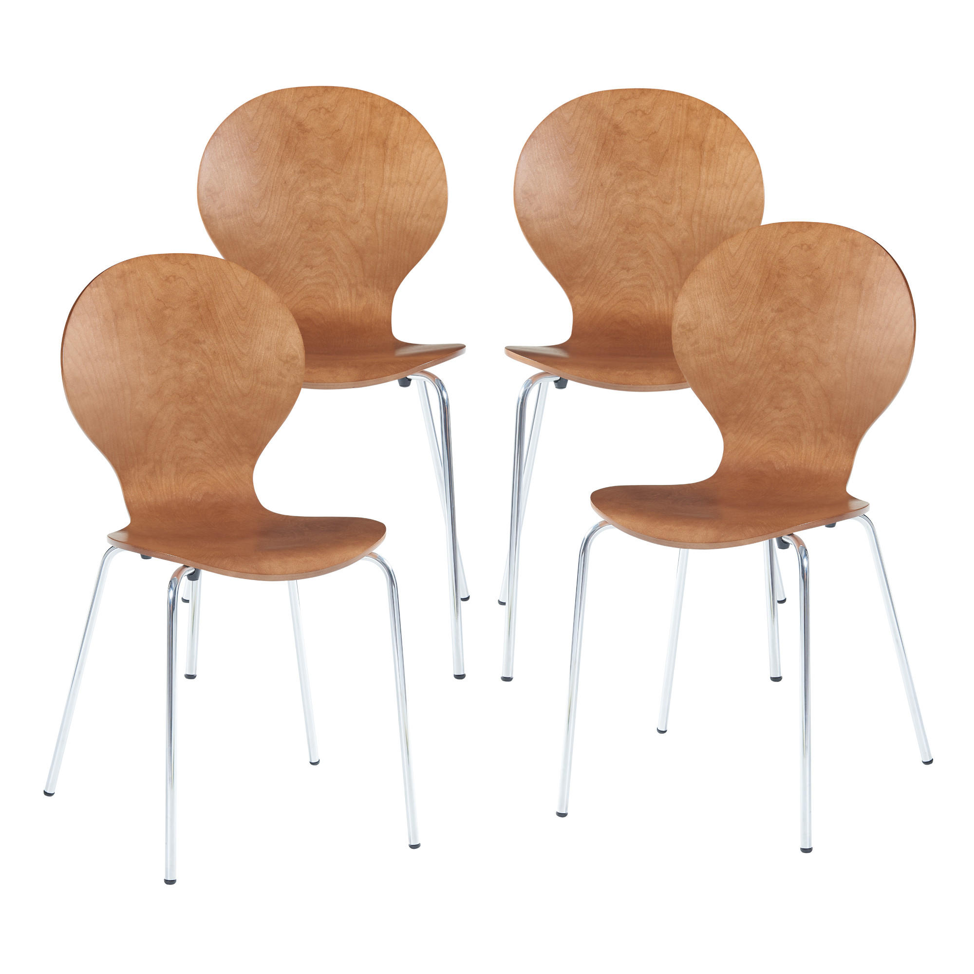 ESSZIMMERSTUHL-SET 4 TLG. Etne - Chromfarben/Walnussfarben, Holz/Metall (48/85/50cm) - [en.casa]