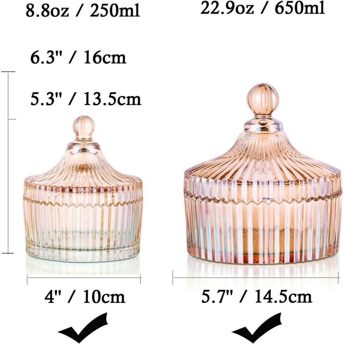 VORRATSGLÄSER 2-teiliges Set Bernstein 250ML+650ML - Multicolor, Glas (10/16/10cm)