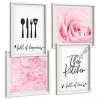 BILDER SET 4er Set - 50x50 cm & 40x60 cm Weißer Rahmen - Zarte Rosenblüten für die Küche - Weiß, Kunststoff (50/50cm) - TULUP