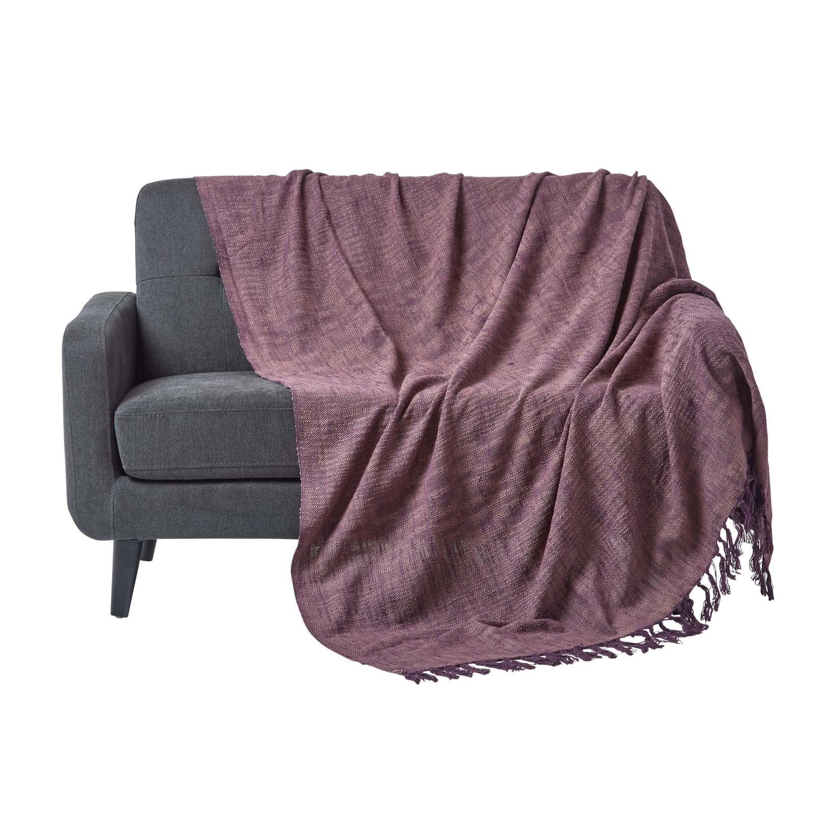 TAGESDECKE Nirvana Slub 255/360 cm, 100% Baumwolle - Lila, Textil (255/360cm) - Homescapes