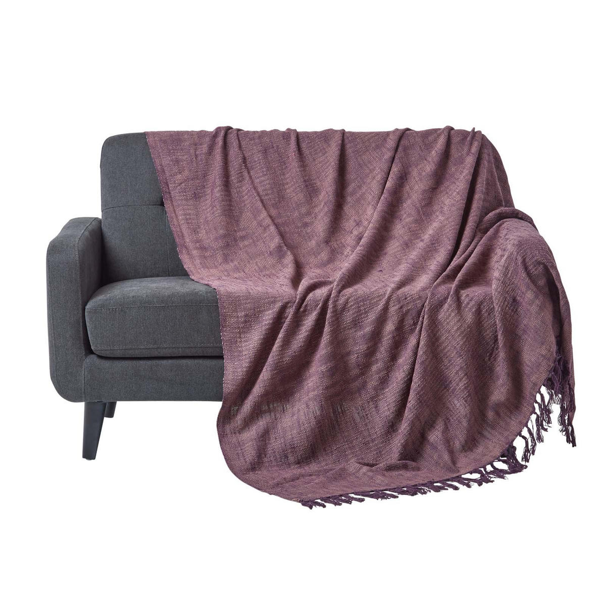 ÜBERWURF Nirvana Slub 225/255 cm, 100% Baumwolle - Lila, Textil (225/225cm) - Homescapes