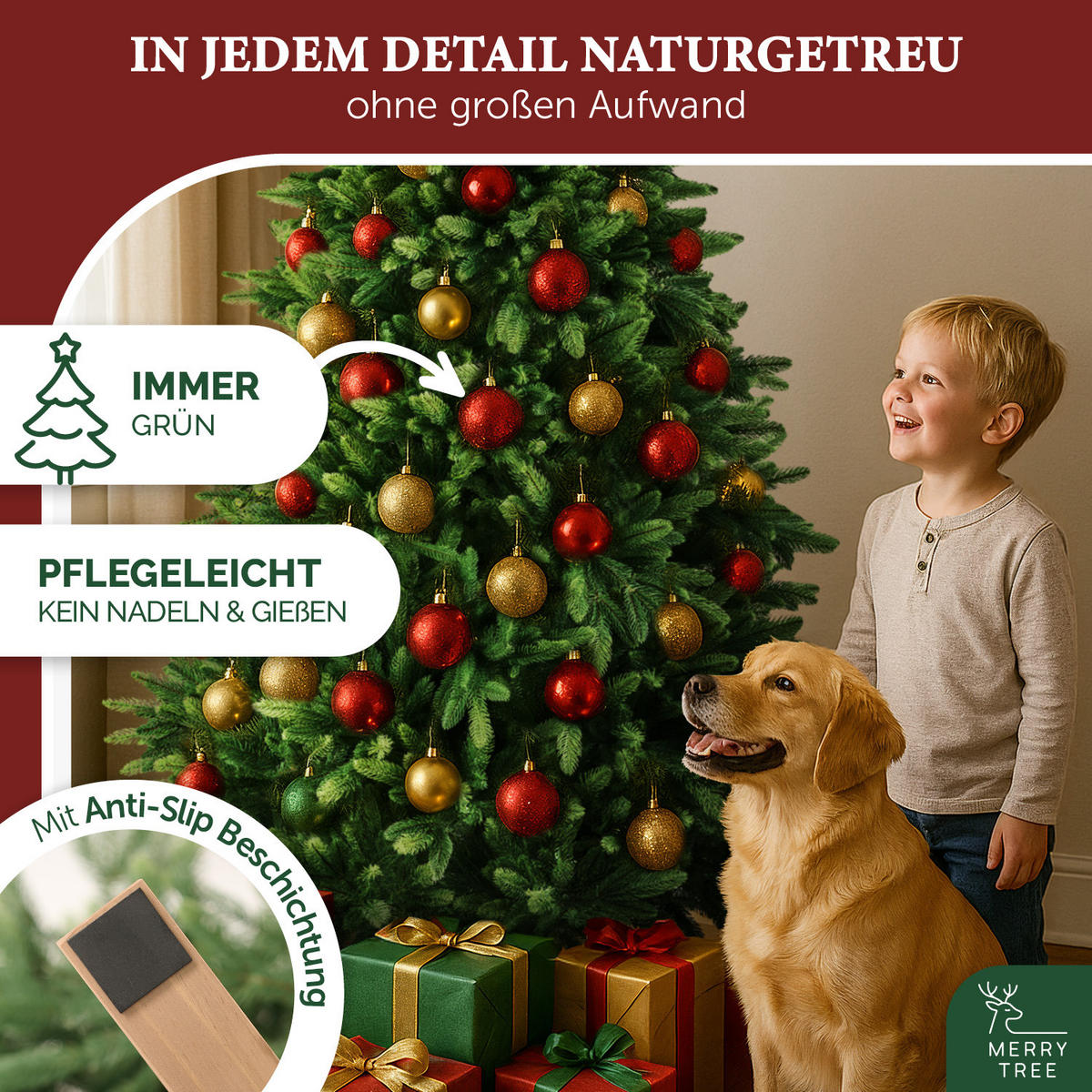 WEIHNACHTSBAUM mit PE-Spritzguss-Nadeln, 120 cm - Grün, Kunststoff (120cm) - Merry Tree