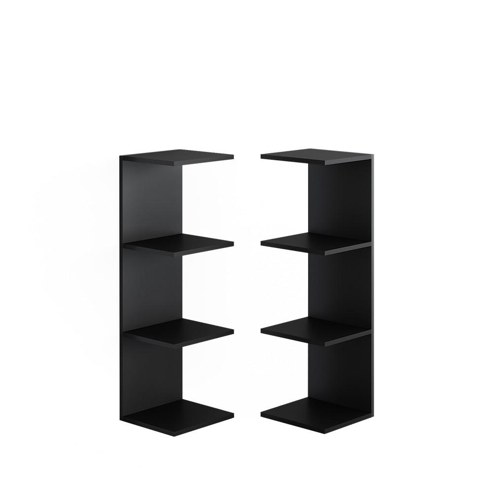 WANDREGAL Paolo Schwarz 30 x 95 cm 2er Set - Schwarz, Holzwerkstoff (30/95/28cm) - Vicco