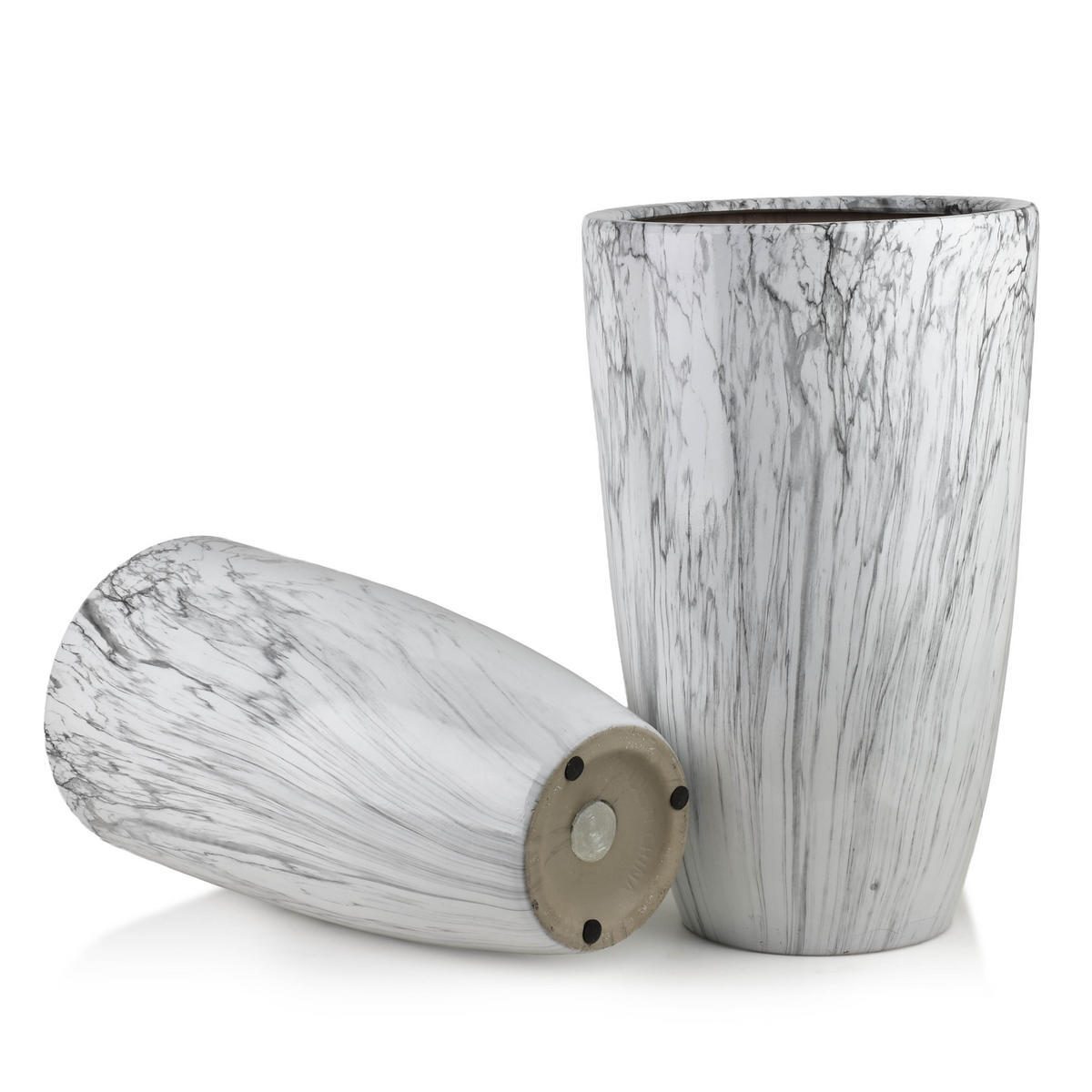 BLUMENTOPF Neva Marble 2er Set Weiß 39x39x62/31x31x58 cm Keramik - Weiß, Keramik (39/62cm) - Mondex