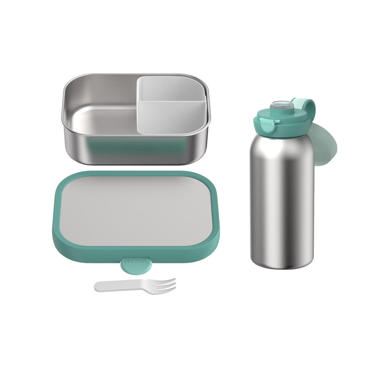 EDELSTAHL-LUNCHSET Campus Cool Mint 2er Set - Mintgrün, Kunststoff/Metall (2/2/2cm) - Mepal