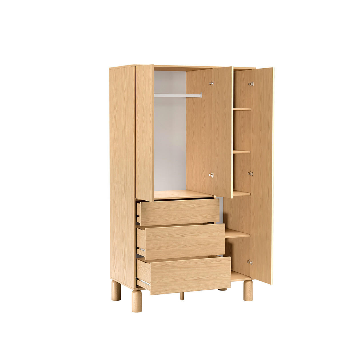 KLEIDERSCHRANK Sanden SN-9 Eichefarben - Eichefarben, Holzwerkstoff (110/197/55cm)