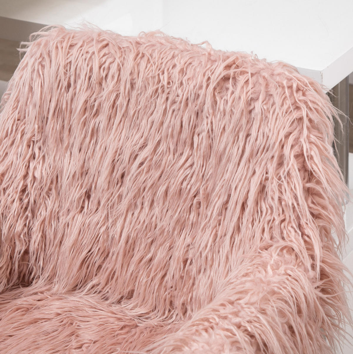 BÜROSTUHL in Rosa 60x57x85 cm mit Kunstfellbezug, höhenverstellbar und mit Armlehnen - Pink, Textil (57/85/60cm) - IVMEU