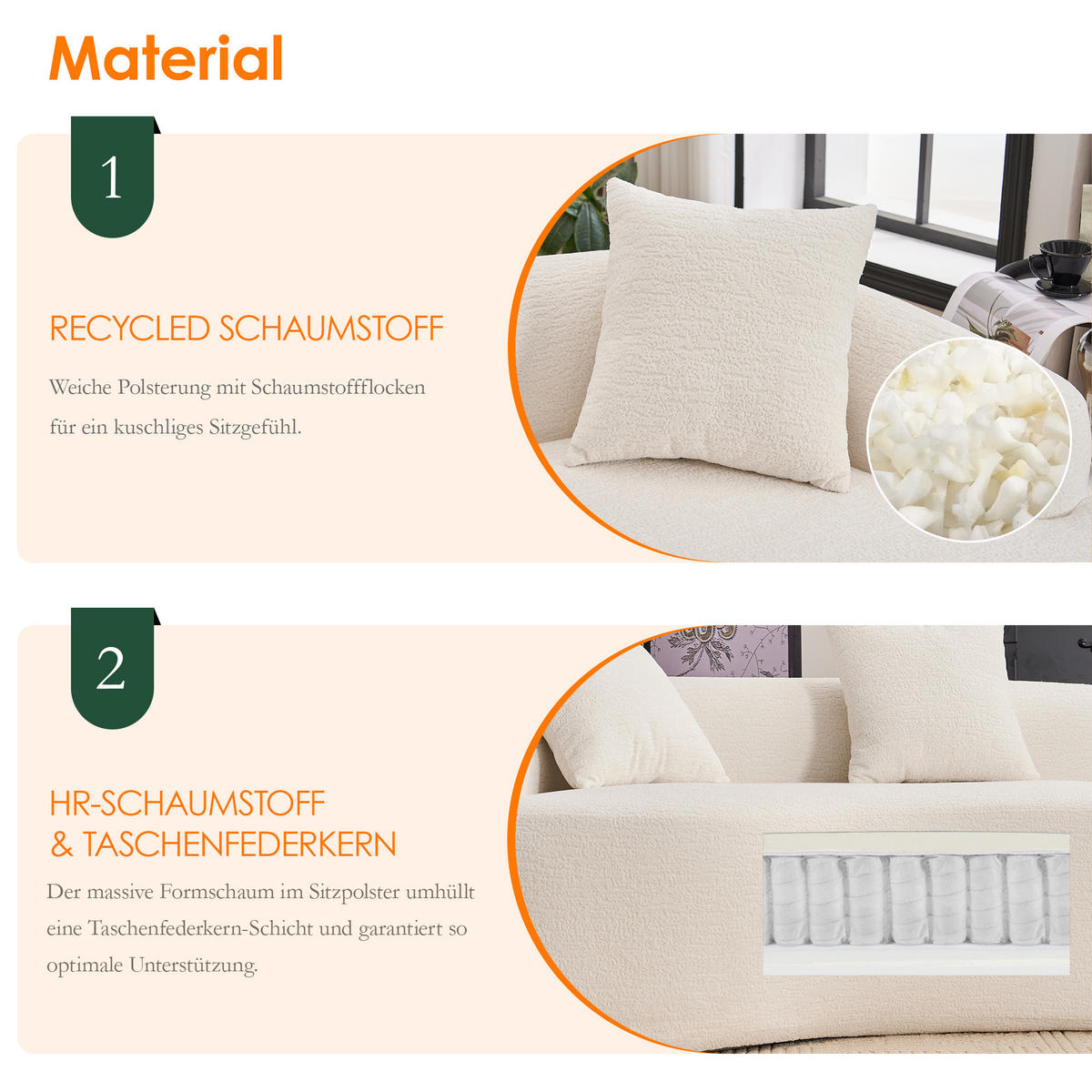 ECKSOFA 275/115/63 cm Weiß Chenille - Weiß, Textil (275/115cm) - Oxeza