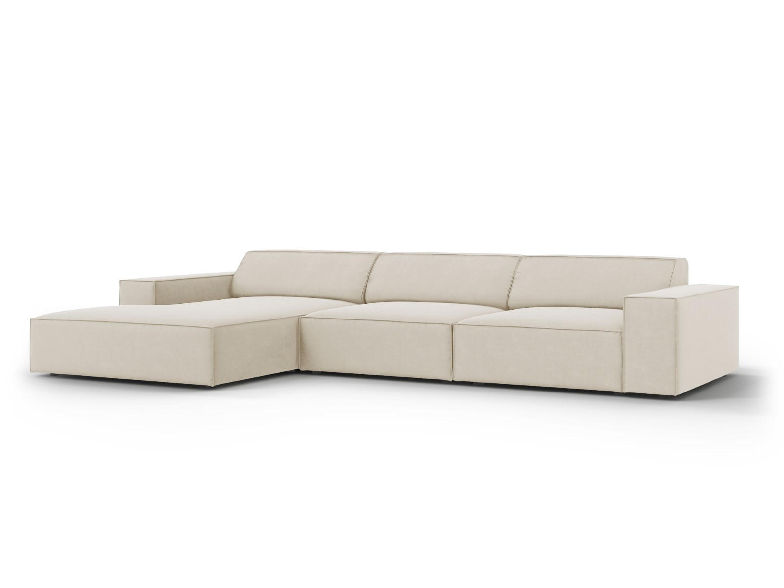 ECKSOFA links Jodie aus Samt dunkelbeige 4 Sitzplätze - Mokka, Textil (166/284cm) - Micadoni