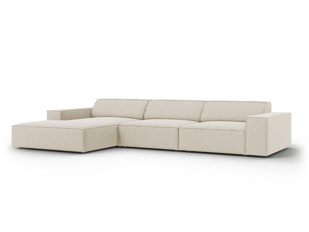 ECKSOFA links Jodie aus Samt dunkelbeige 4 Sitzplätze - Mokka, Textil (166/284cm) - Micadoni