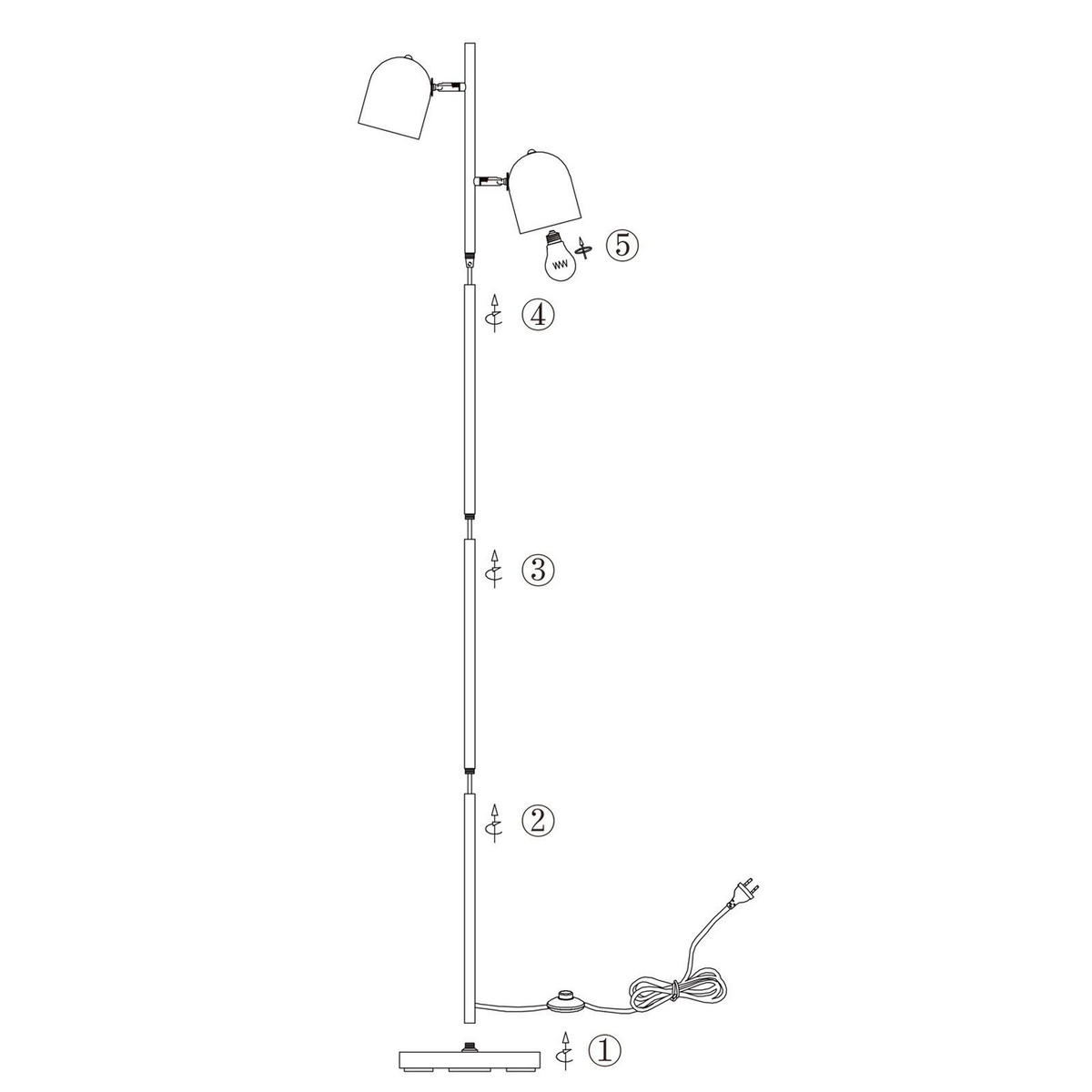 STEHLAMPE Zyxqa 22.0/145.0/35.0 cm - Schwarz, Metall (35/22/145cm) - ZMH