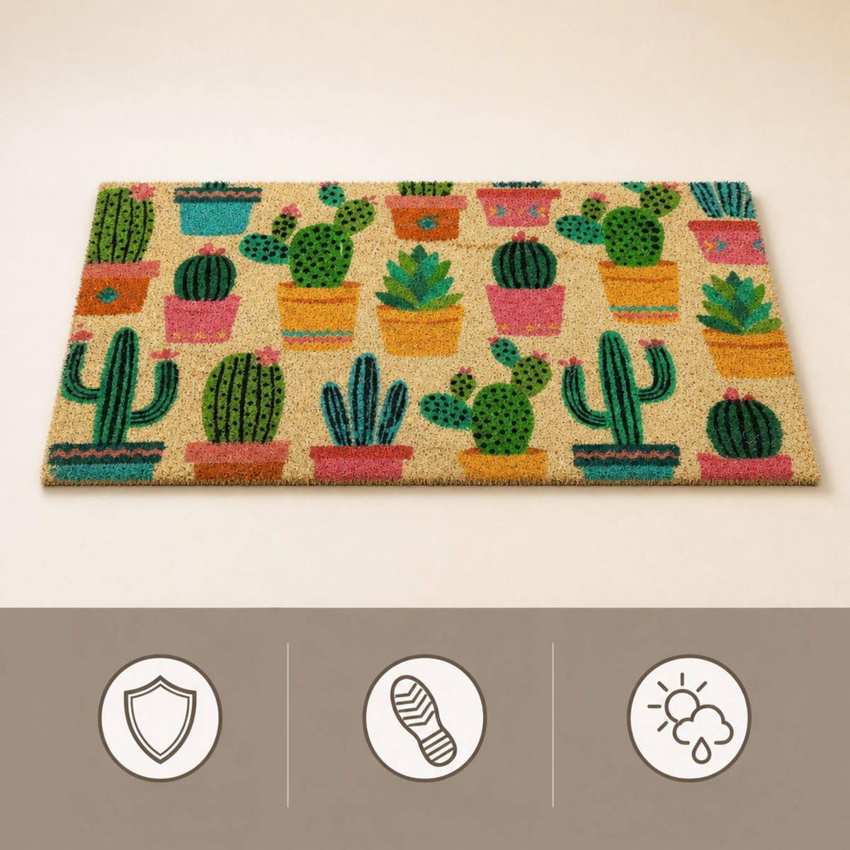 FUSSMATTE Mehrfarbig Kokosfaser rutschfest 75x42 cm - Multicolor, Kunststoff/Textil (75/42cm) - Relaxdays