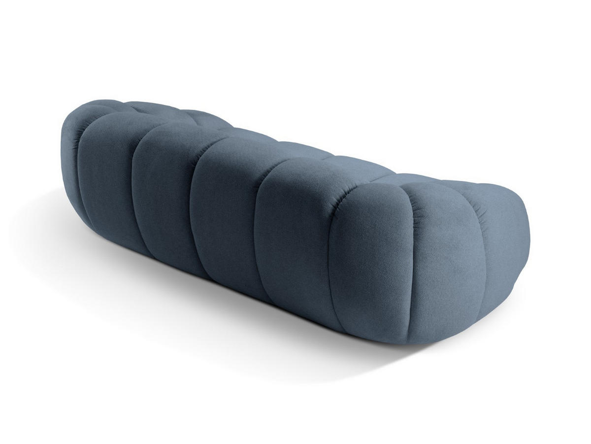 SOFA Diana aus Strukturierter Samt jeansblau 3 Sitzplätze - Blau, Textil (114/72/234cm) - Micadoni