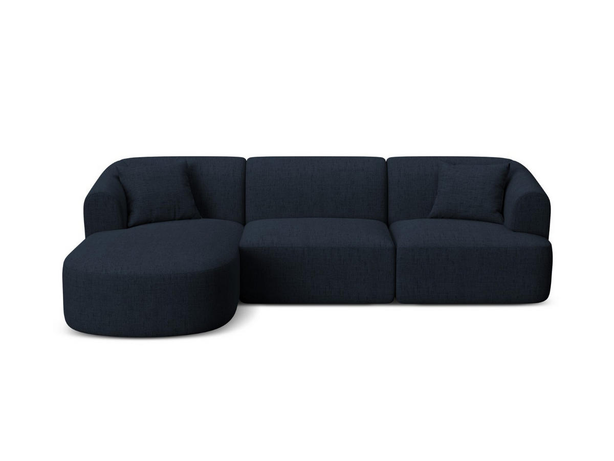 MODULARES-ECKSOFA links Campi aus strukturiertem Stoff königsblau 4 Sitzplätze - Dunkelblau, Textil (156/256cm) - Cosmopolitan Design