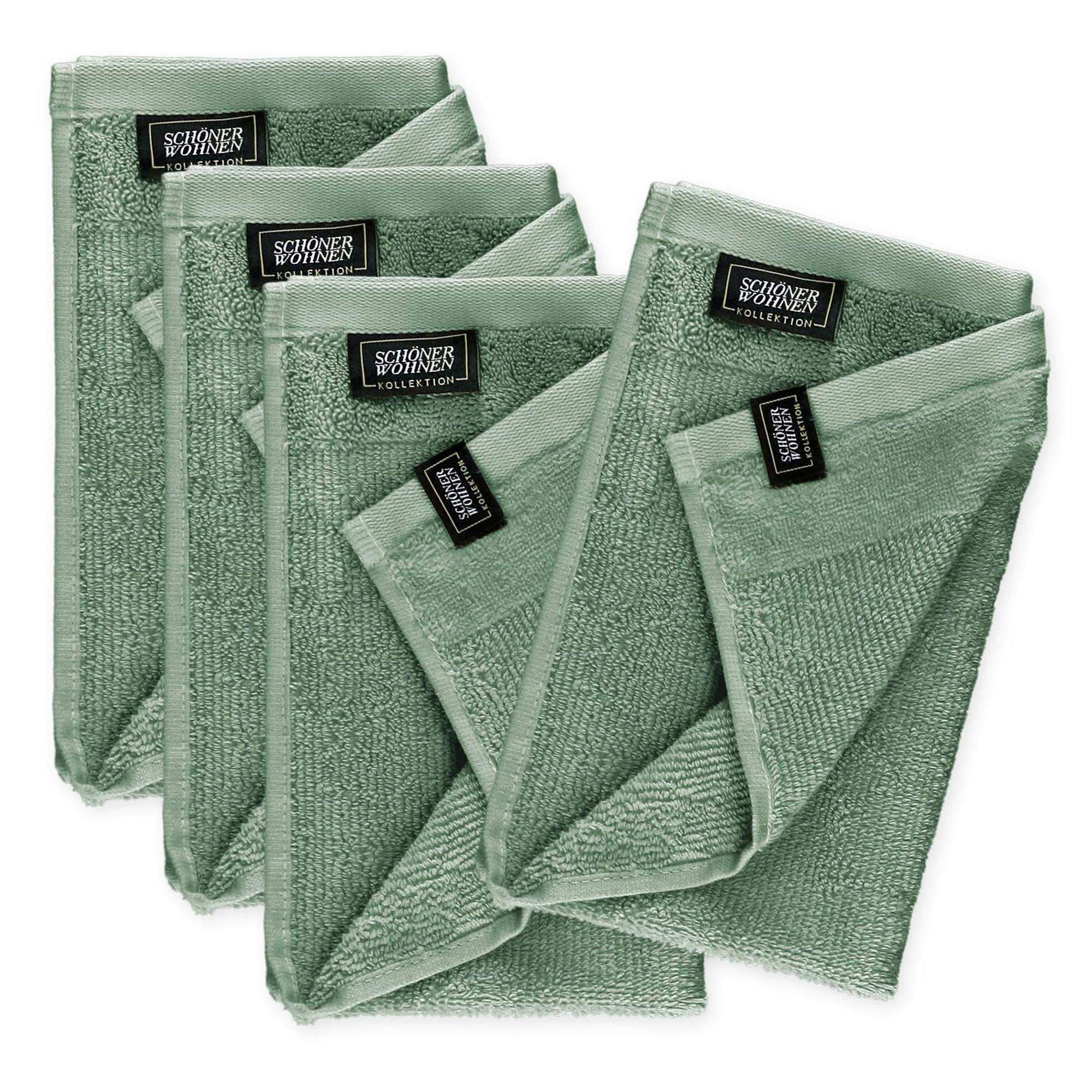 GÄSTEHANDTUCH 4ER SET AUS 100 % BAUMWOLLE SENSE - Grün, Textil (30/50cm) - Schöner Wohnen