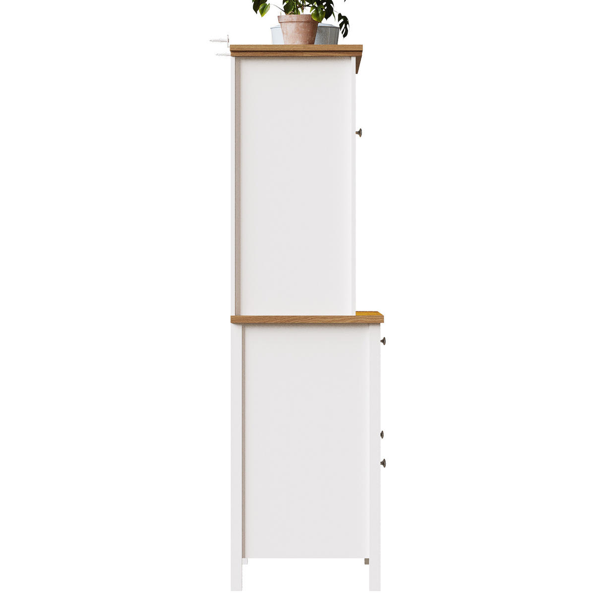 KUCHYŇSKÁ skříň 104/40/180 cm z MDF s LED osvětlením, posuvnými dvířky a nastavitelnými policemi, Bílá - bílá/stříbrná, kov/kompozitní dřevo (104/180/40cm) - Redom