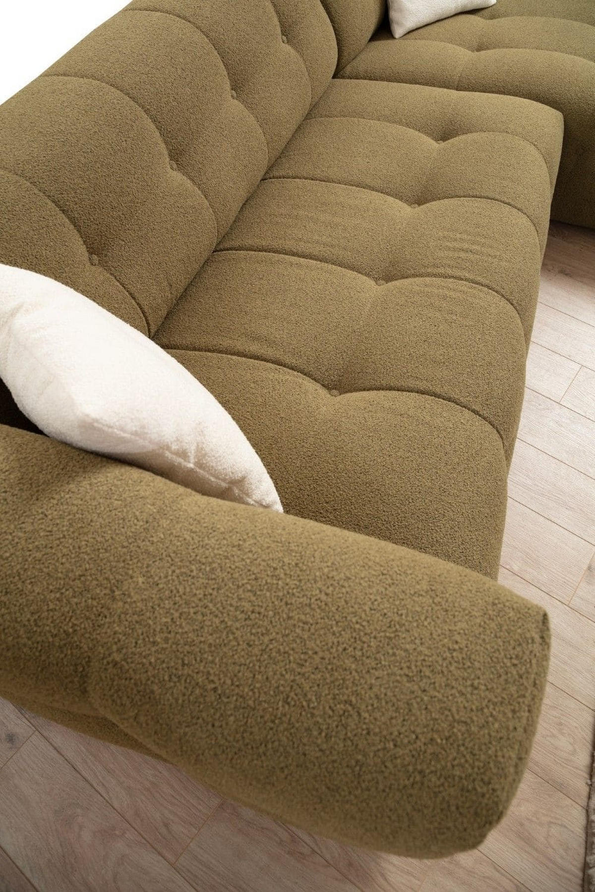 ECKSOFA modernes Design - Schwarz/Grün, Holz/Kunststoff (150/300cm) - myHomelando