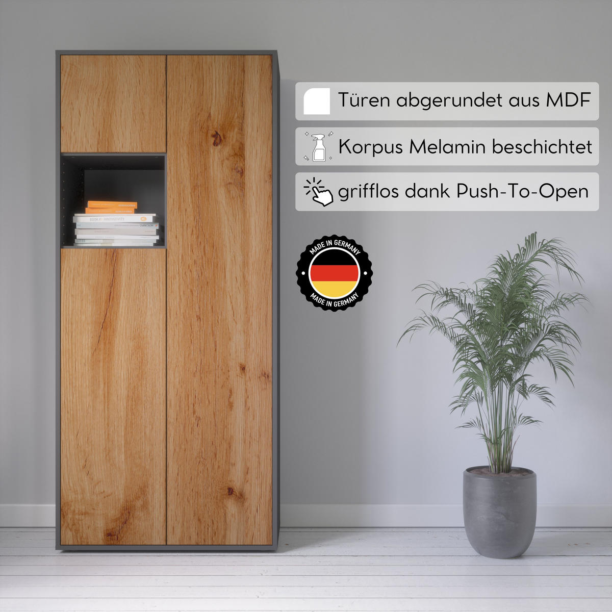 AKTENSCHRANK Amira T10 Eiche Wotan 180/80/40 cm - Eiche Wotan, Holzwerkstoff (80/180/40cm) - SIMPLYFURN