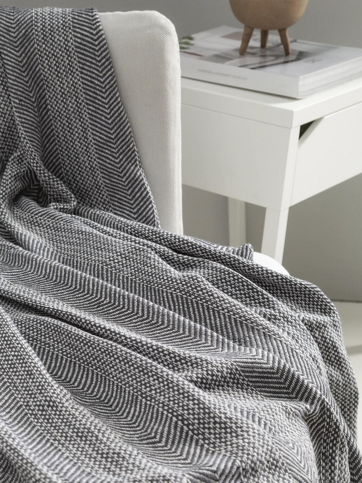 BAUMWOLLDECKE Alisea Anthrazit 125x150 cm - Anthrazit, Textil (125/150cm) - benuta Nest