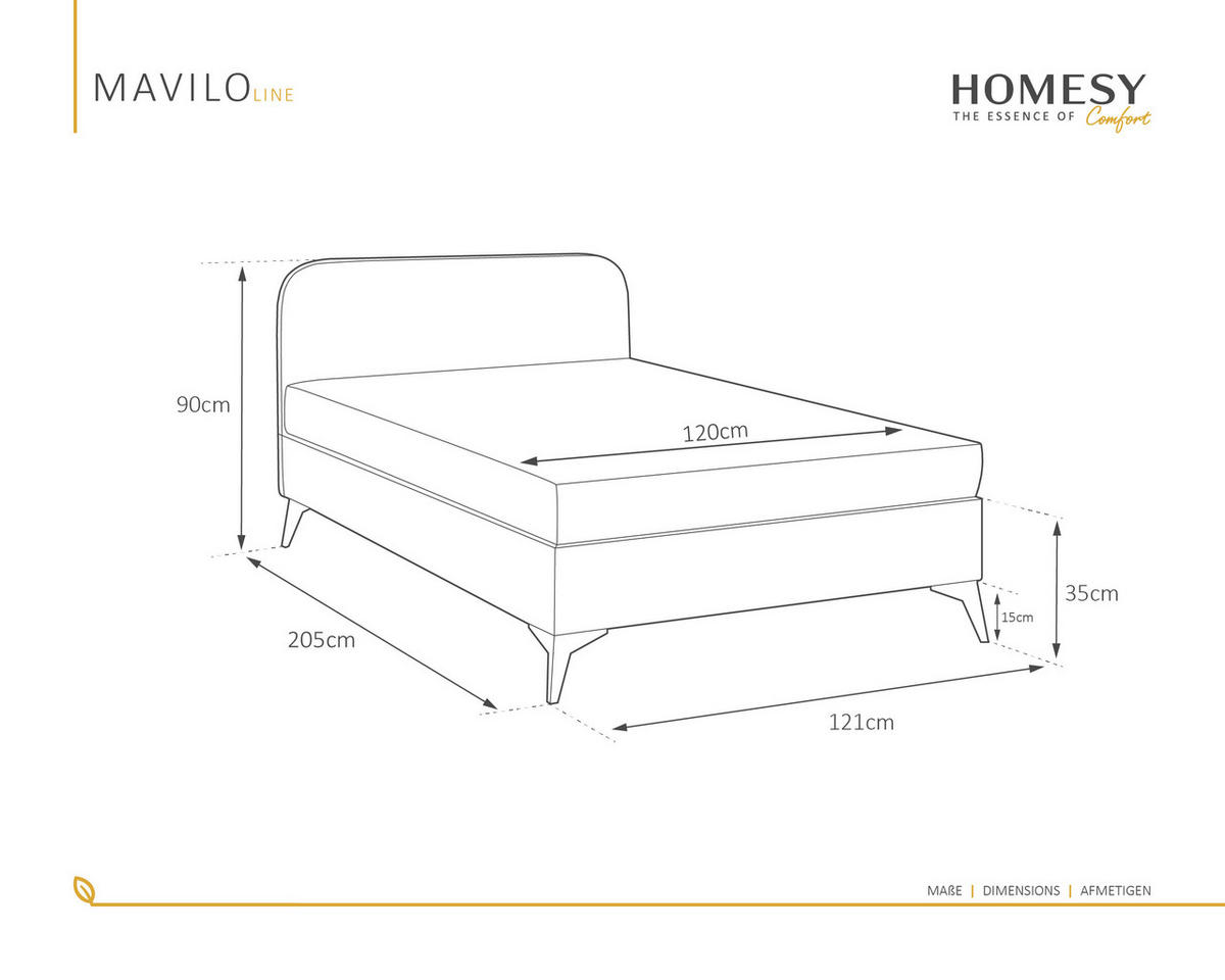 POLSTERBETT Mavilo 120 x 200 cm Lattenrost ohne matratze - braun - Braun, Holz (120/200cm) - Homesy