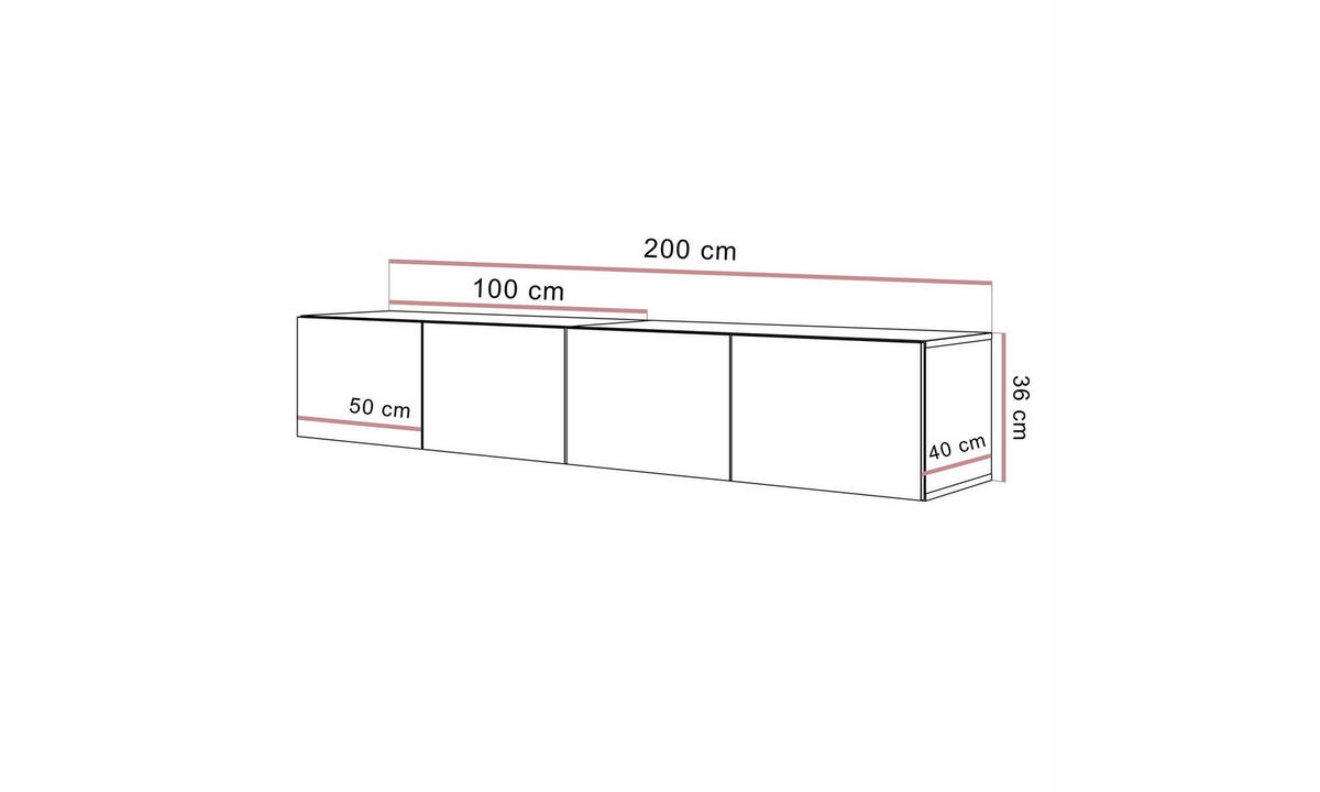 TV-SCHRANK COLGANTE 200/40/36 cm hängend Travertin - Beige, Holzwerkstoff (200/36/40cm) - Lookway
