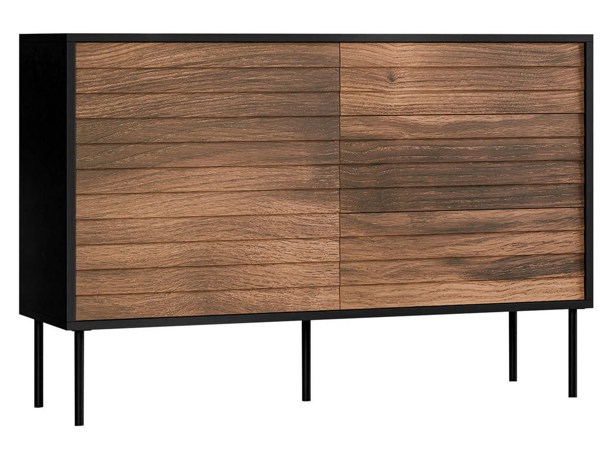 KOMBIKOMMODE Cortina 120 1D3S - Schwarz/Braun, Holzwerkstoff/Metall (120/81/40cm) - MIRJAN24