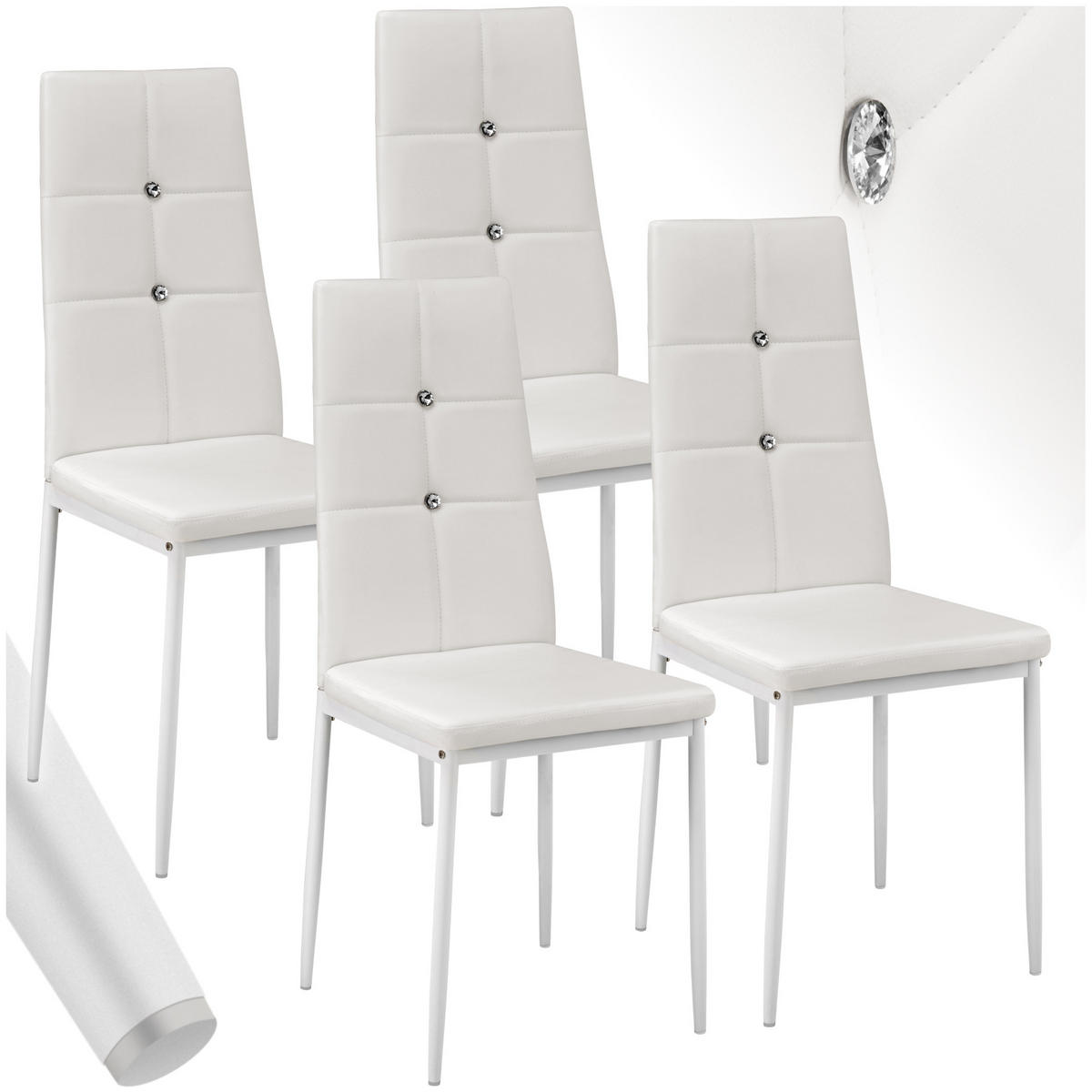ESSZIMMERSTUHL 4er Set Julien 40 x 42 x 97 cm weiß - Weiß, Textil (42/97/40cm) - tectake