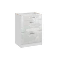 UNTERSCHRANK d60 3sz weiss glanz - Weiß Hochglanz, Holzwerkstoff (60/82/44cm) - roe furniture