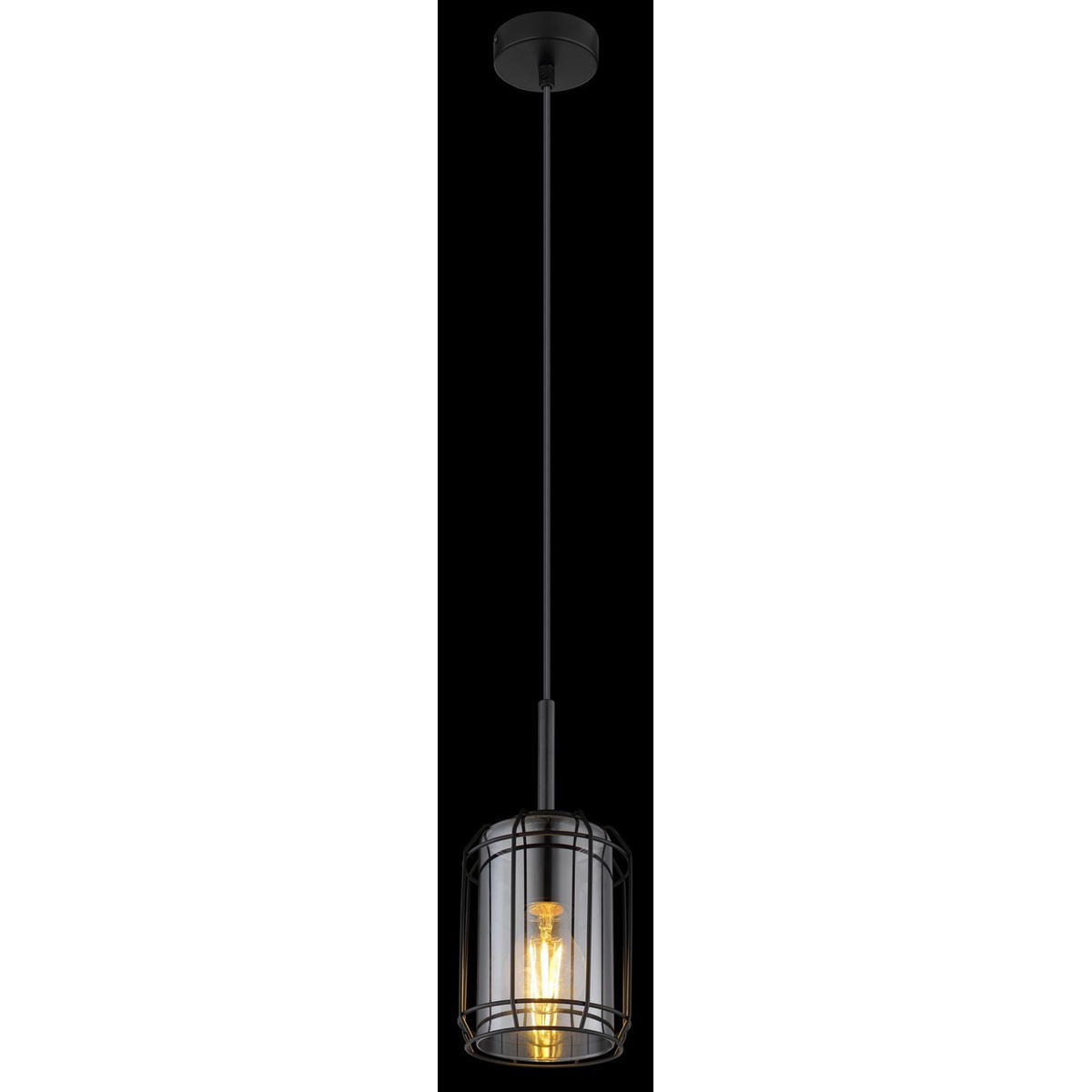 HÄNGELEUCHTE Metall Schwarz Rauchgrau - Schwarz, Glas (13/13/120cm) - Globo Lighting