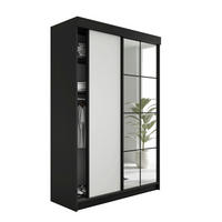 SCHIEBETÜRENSCHRANK LAMARO - 138x205x59 - Schwarz & Weiß - Schwarz/Weiß, Holzwerkstoff (138/205/59cm) - Kier Furniture