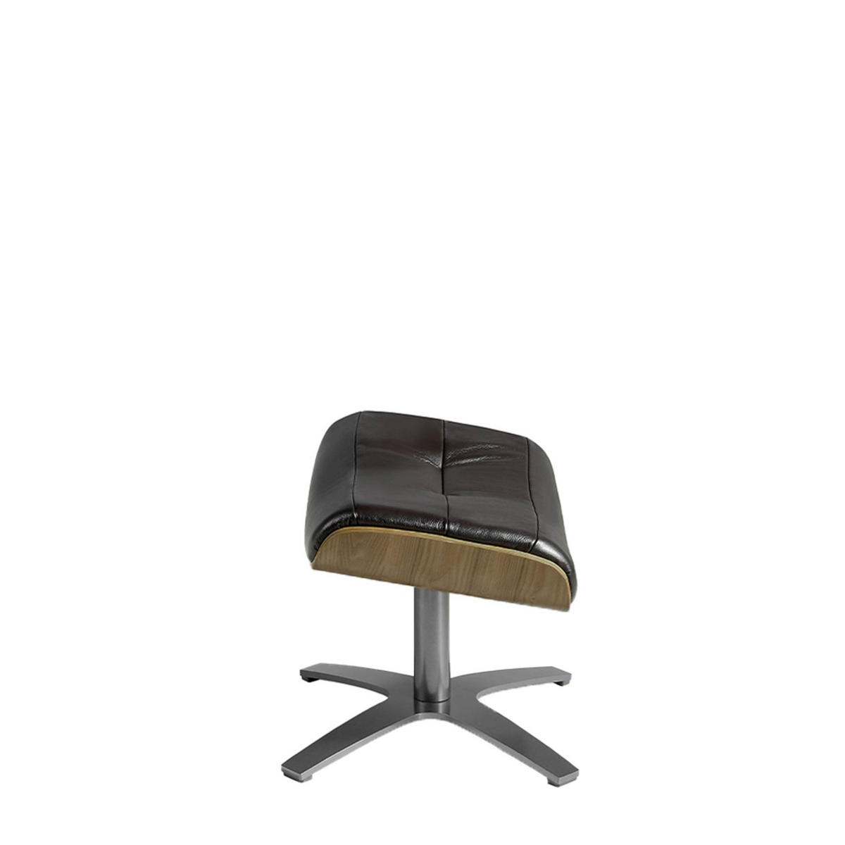 FUSSBANK Hocker aus schokoladenbraunem Leder 52/42/39 cm - Kastanienfarben/Dunkelgrau, Leder/Metall (52/39/42cm) - ANGEL CERDA